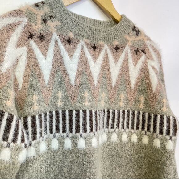 Absolutely Creative Worldwide Fair Isle Sweater Small Mohair Wool Crewneck - Picture 9 of 9